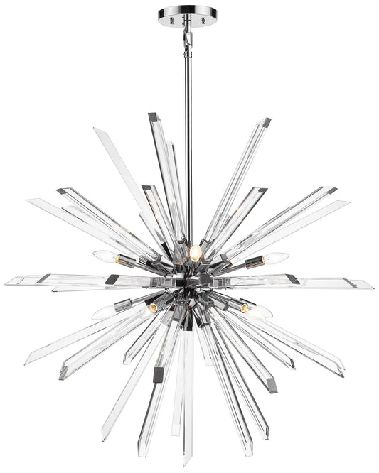 Burst 10 Light Chandelier in Chrome