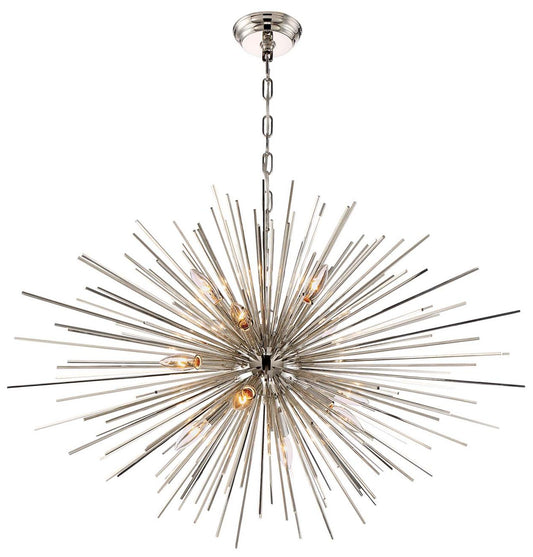 Burst 12-Light 35 Inch Unique Polished Nickel Square Stem Sputnik