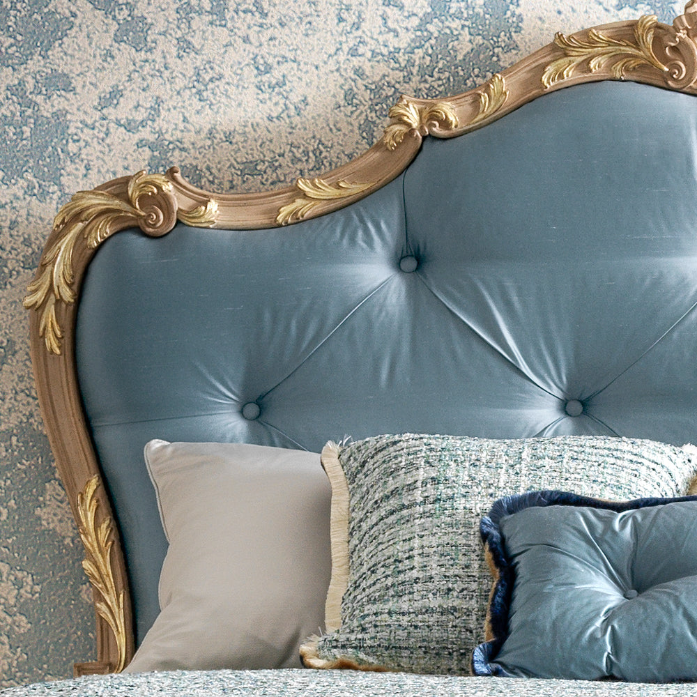 Button Upholstered Rococo Style Bed