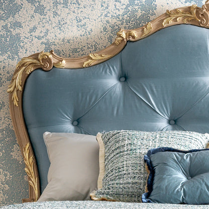 Button Upholstered Rococo Style Bed