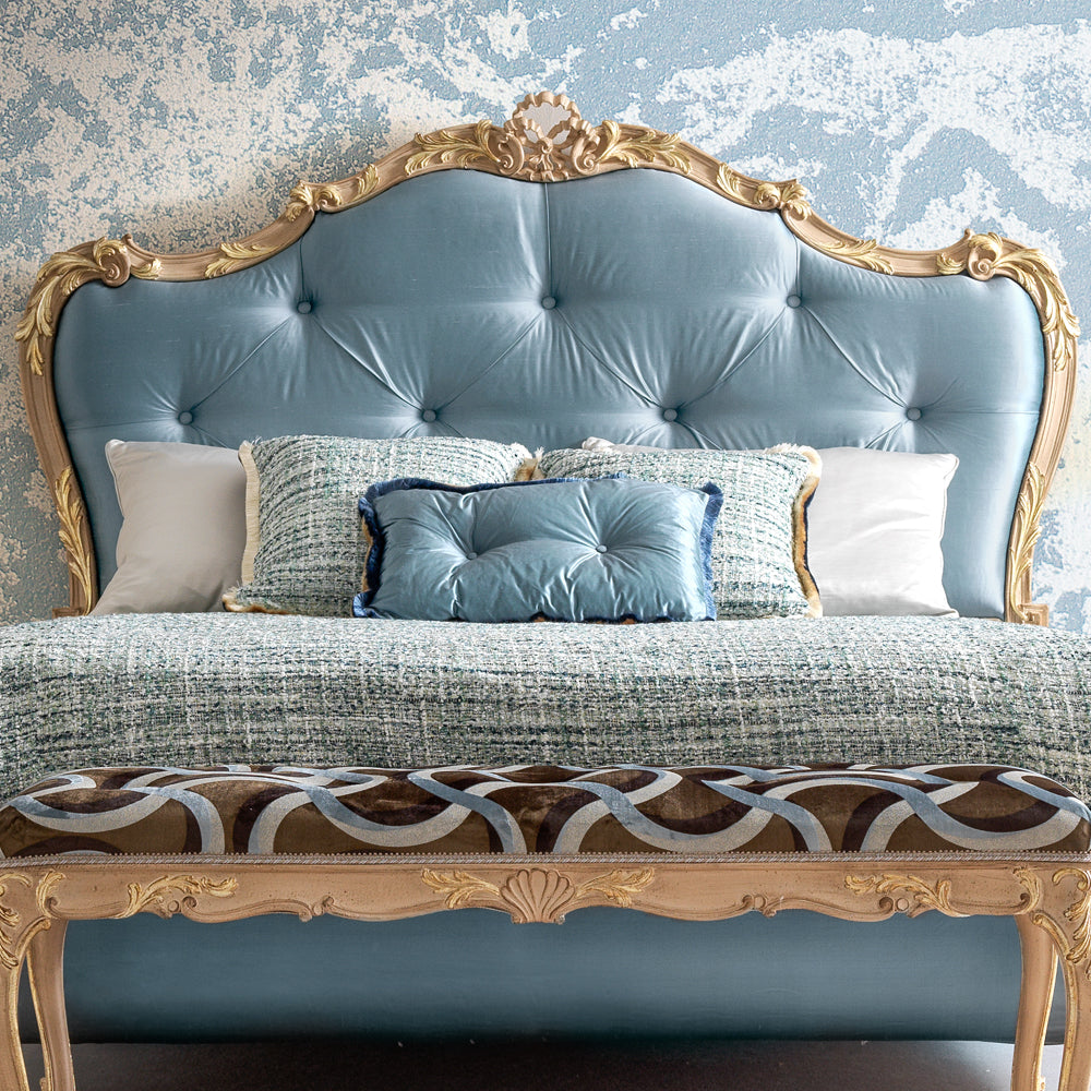 Button Upholstered Rococo Style Bed