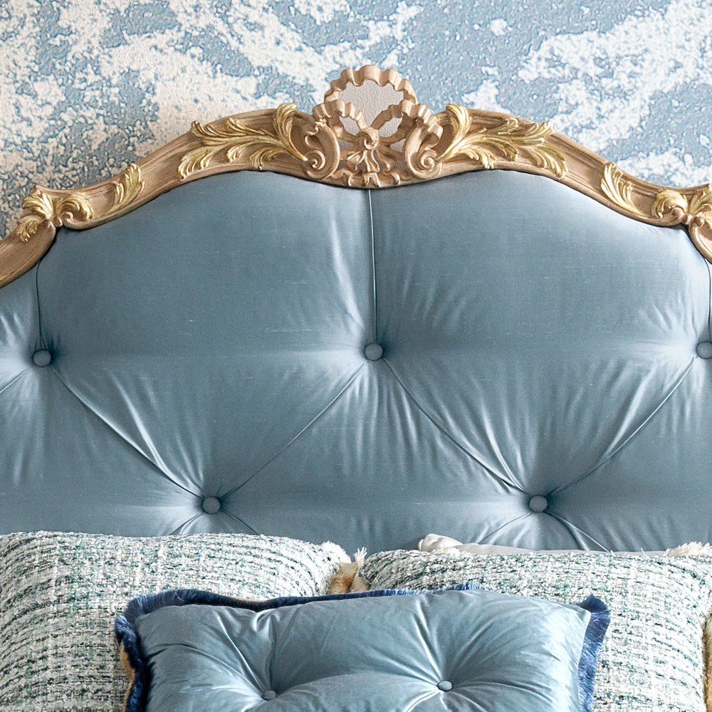 Button Upholstered Rococo Style Bed