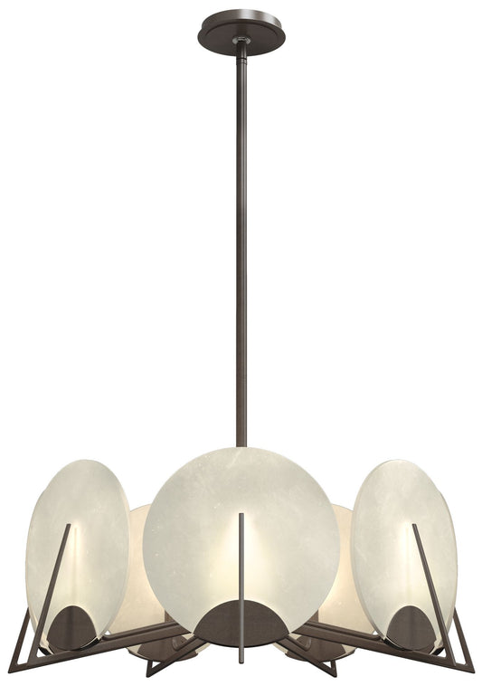 Callisto 28.1" Wide 7-Light Bronze Pendant With Alabaster Shade