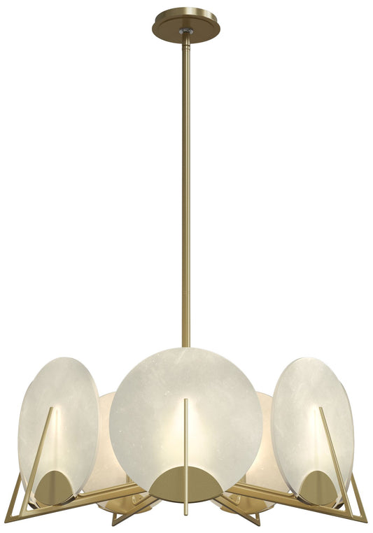 Callisto 28.1" Wide 7-Light Modern Brass Pendant With Alabaster Shade