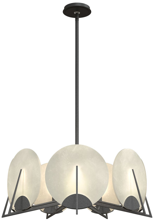 Callisto 28.1" Wide 7-Light Natural Iron Pendant With Alabaster Shade