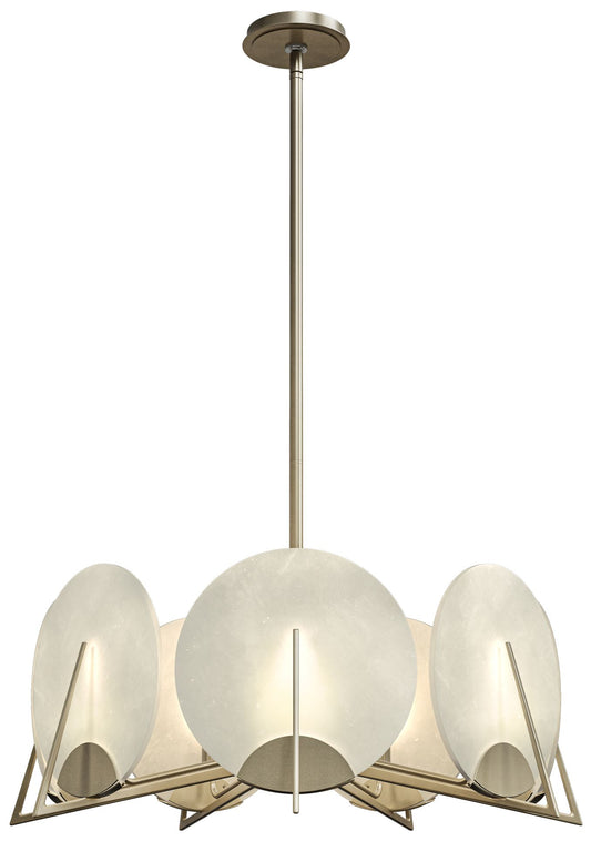 Callisto 28.1" Wide 7-Light Soft Gold Pendant With Alabaster Shade