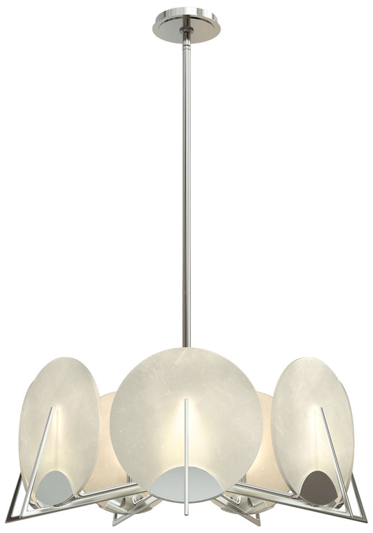 Callisto 28.1" Wide 7-Light Sterling Pendant With Alabaster Shade