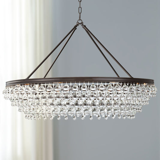 Calypso 40" Wide Bronze and Glass Round Kitchen Island Chandelier