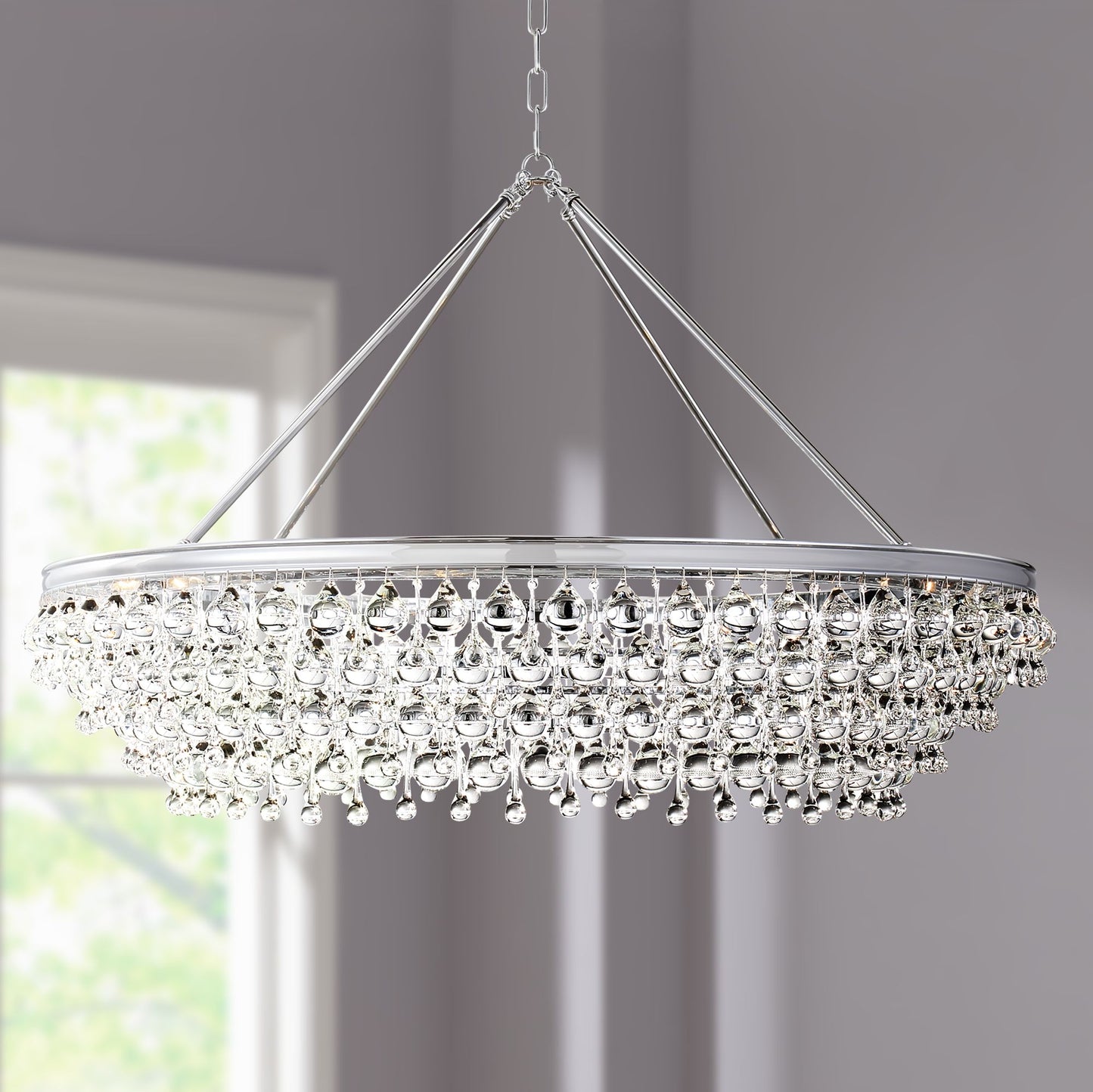 Calypso 40"W Chrome Round Kitchen Island Light Chandelier