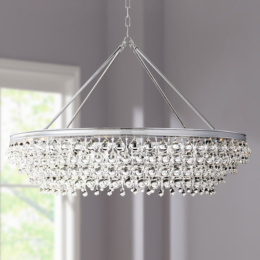 Calypso 40"W Chrome Round Kitchen Island Light Chandelier