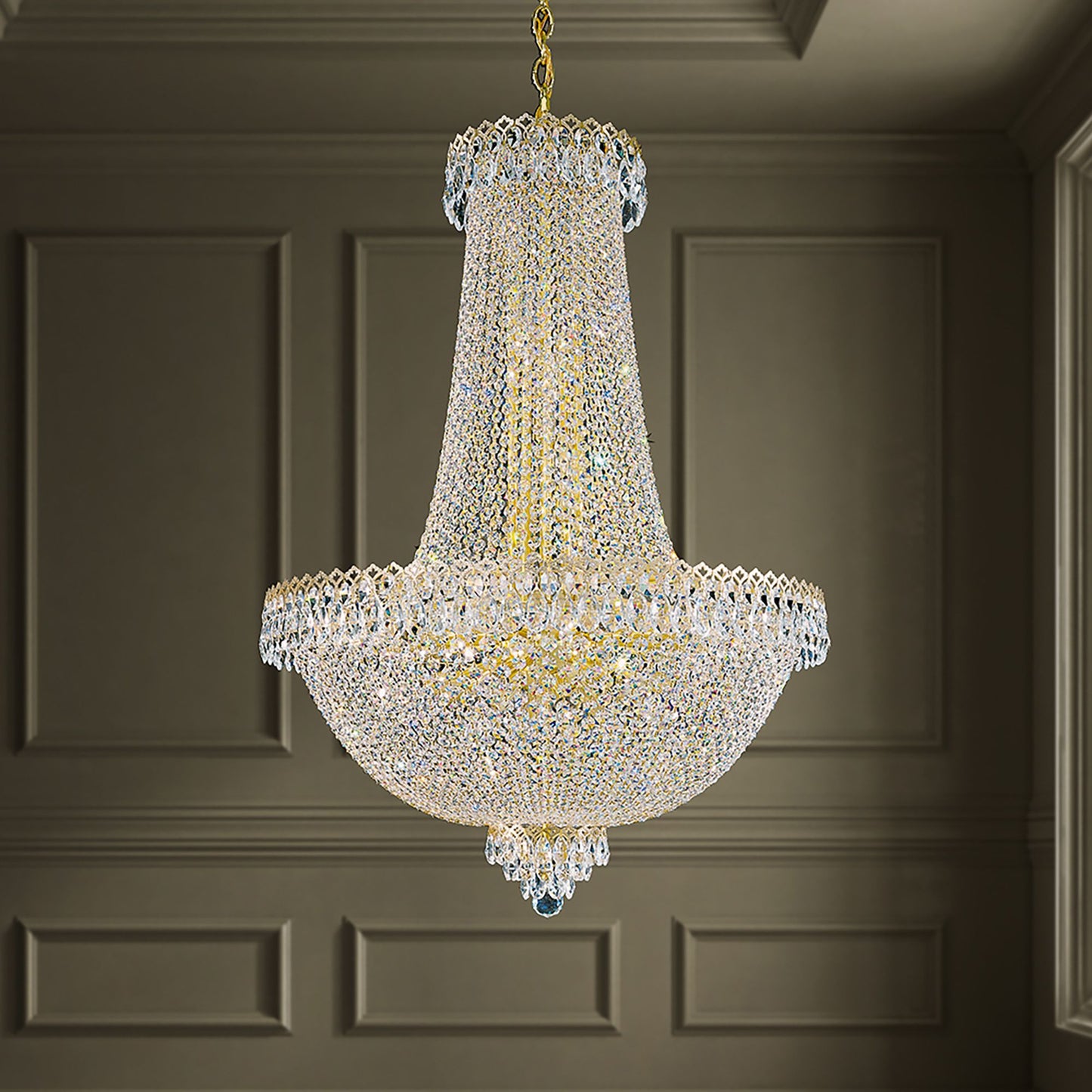 Camelot 40"H x 28"W 31-Light Crystal Pendant in Polished Gold