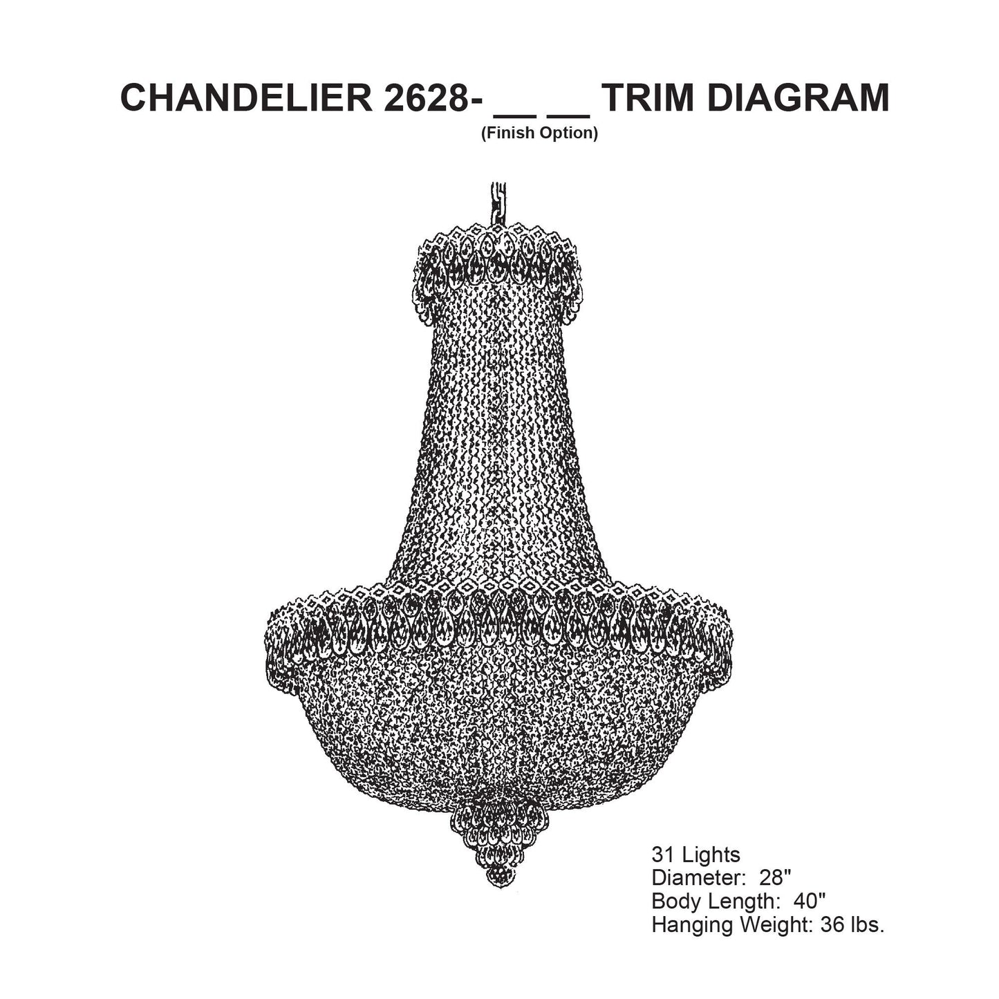 Camelot 40"H x 28"W 31-Light Crystal Pendant in Polished Gold