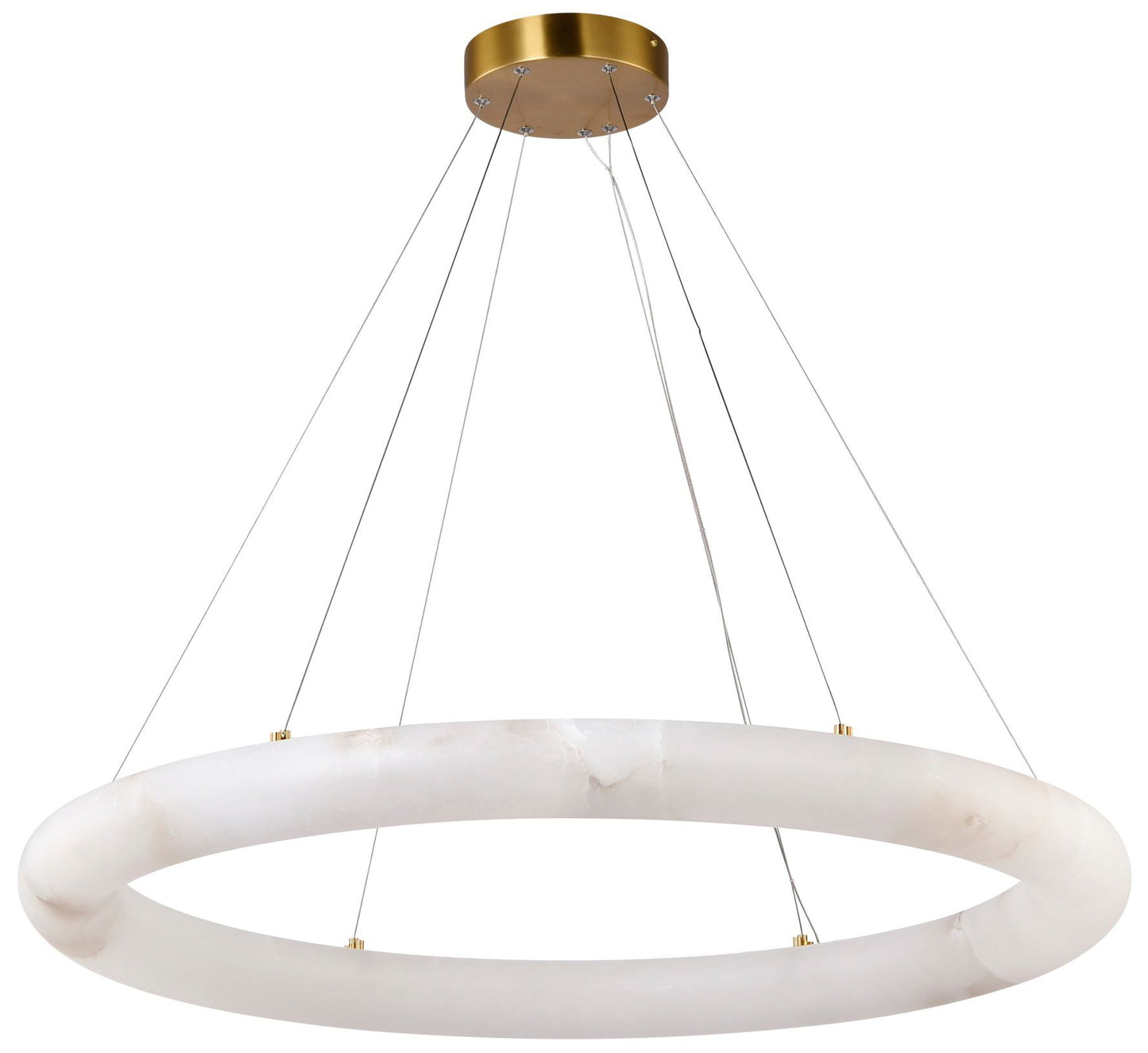 Camila 35" Wide Brushed Brass Chandelier w/ White Opal Shade