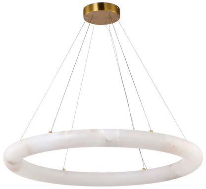 Camila 35" Wide Brushed Brass Chandelier w/ White Opal Shade