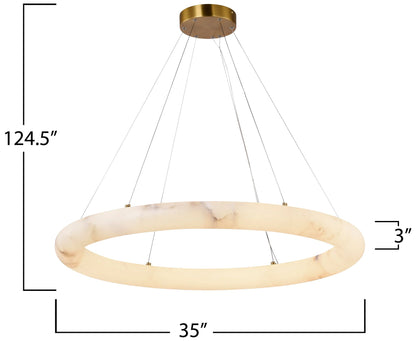 Camila 35" Wide Brushed Brass Chandelier w/ White Opal Shade