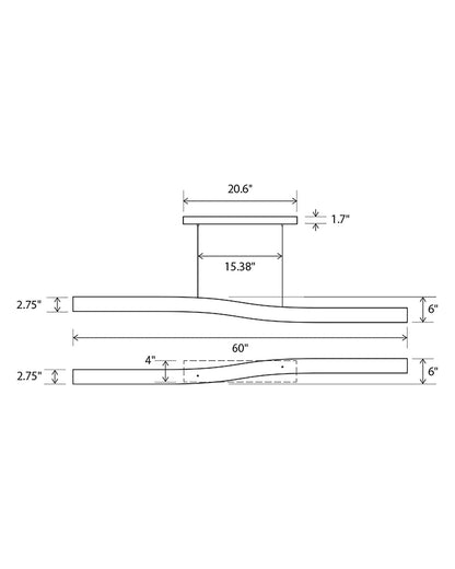 Camur 60" Wide Frost Accented Walnut 2700K P2 LED Linear Pendant