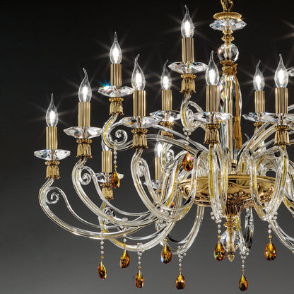 Candelabra Style Chandelier With Swarovski Crystals