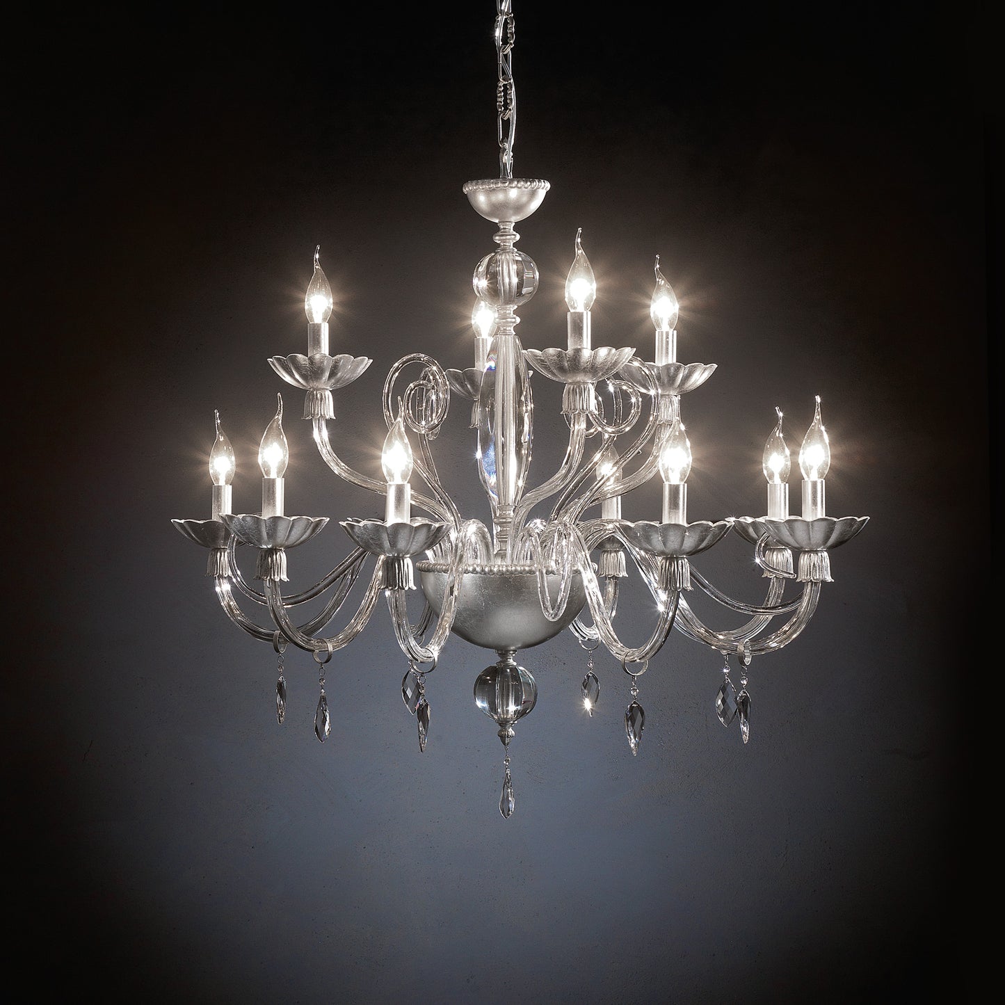 Candle Style Chandelier With Crystal Drops