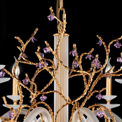 Candle Style Chandelier With Swarovski Crystal Flowers