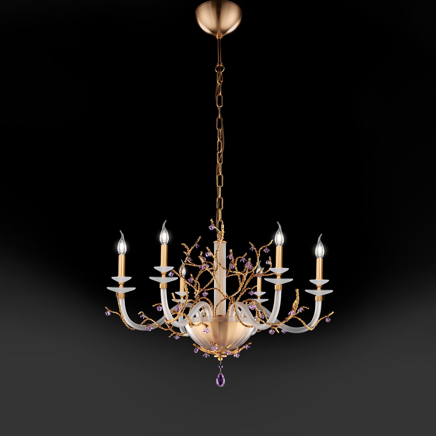 Candle Style Chandelier With Swarovski Crystal Flowers