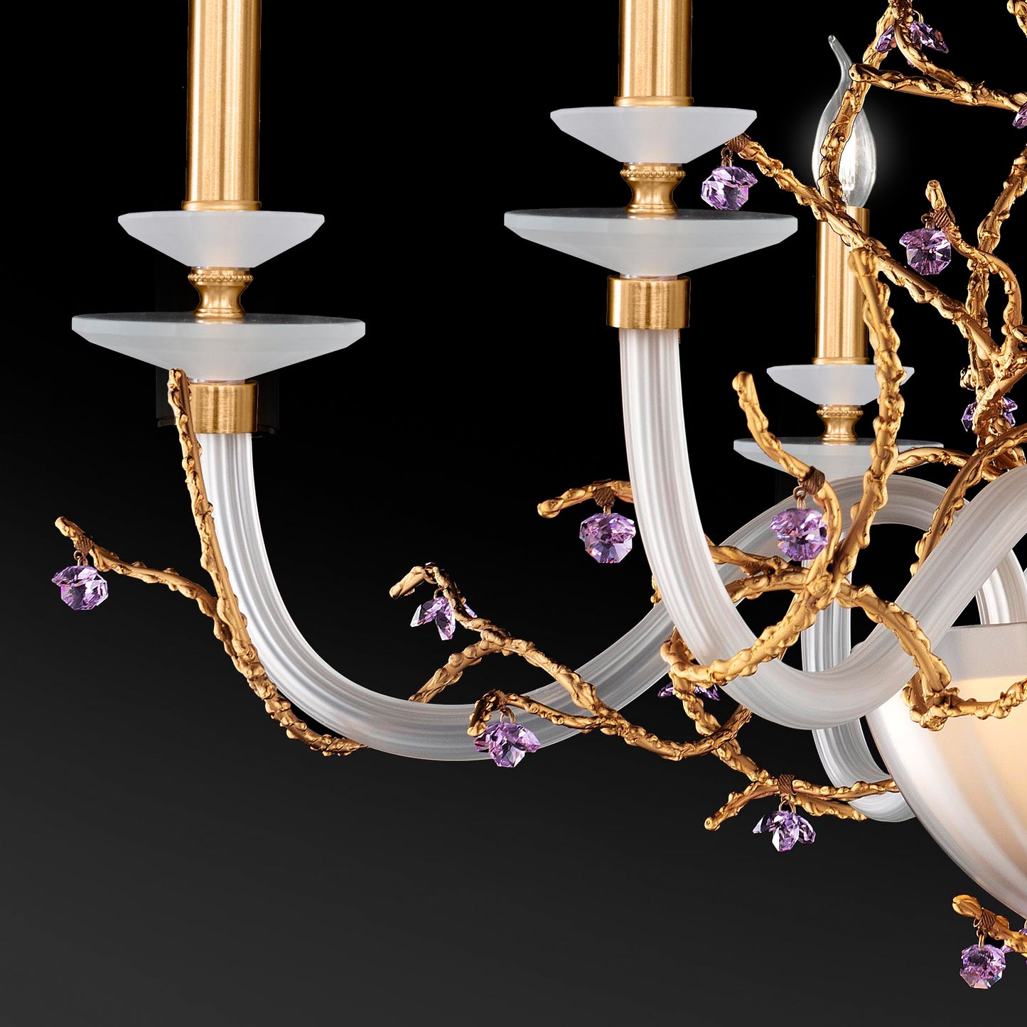 Candle Style Chandelier With Swarovski Crystal Flowers