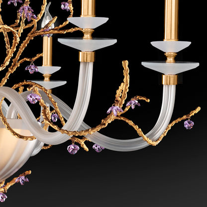 Candle Style Chandelier With Swarovski Crystal Flowers