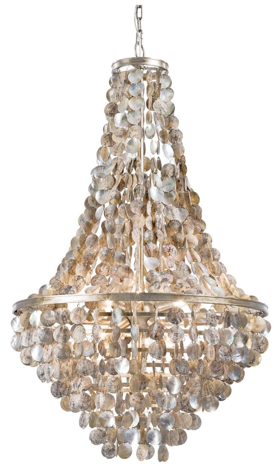 Capri 25 1/2"W Silver Gold Abalone Shell 6-Light Chandelier