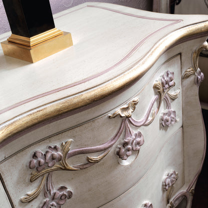 Carved Floral Italian Bedside Cabinet