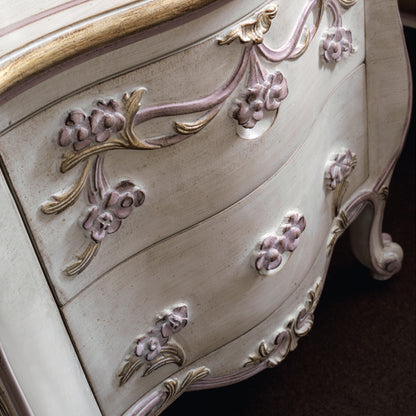 Carved Floral Italian Bedside Cabinet