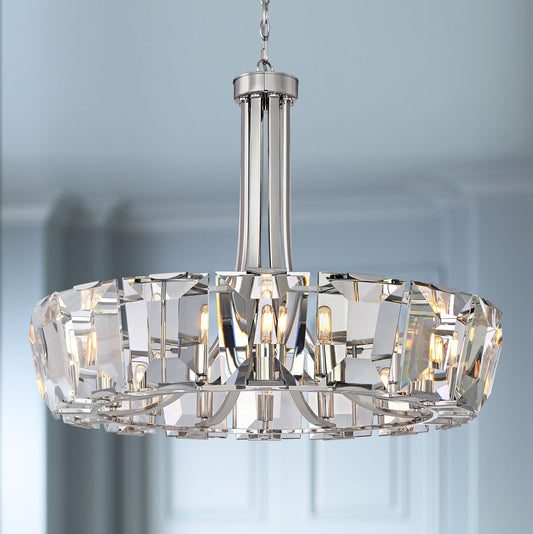 Castle Aurora 33 1/4" Wide Polished Nickel Modern Crystal Chandelier