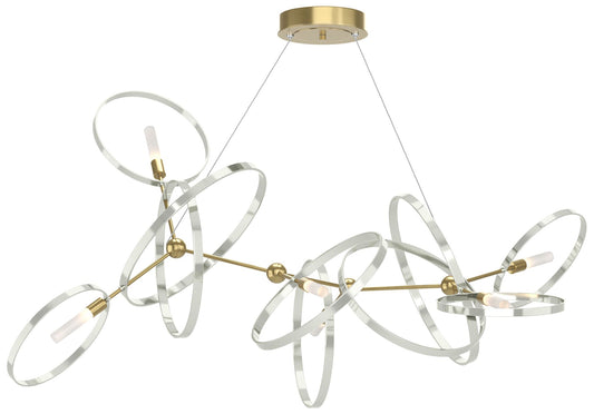 Celesse 32"W Sterling Accented Modern Brass Standard Pendant