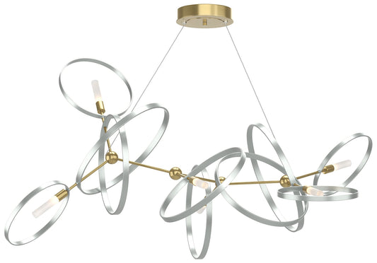 Celesse 32"W Vintage Platinum Accented Modern Brass Standard Pendant