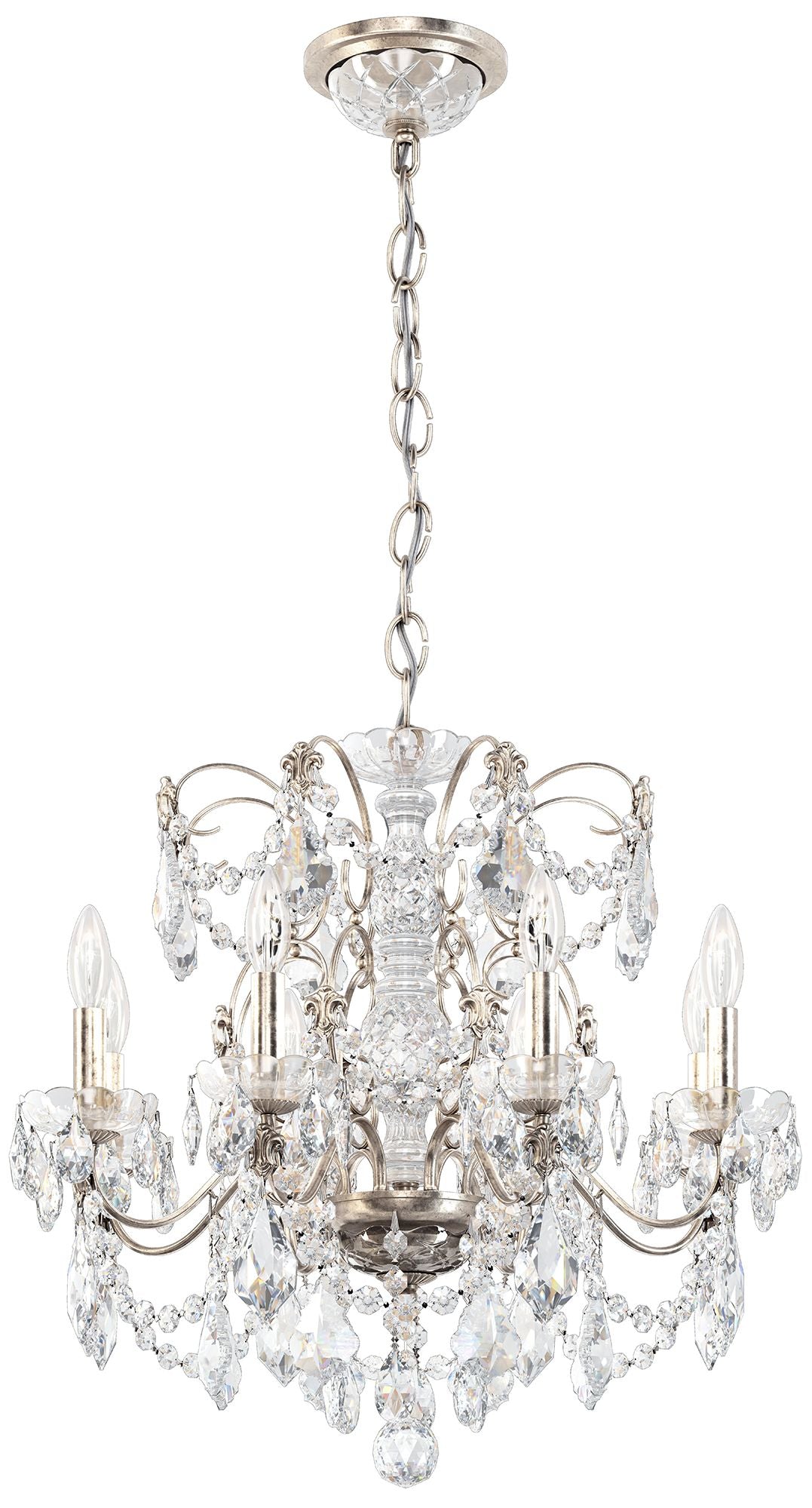 Century 21.5"H x 24"W 8-Light Crystal Chandelier in Antique Silve