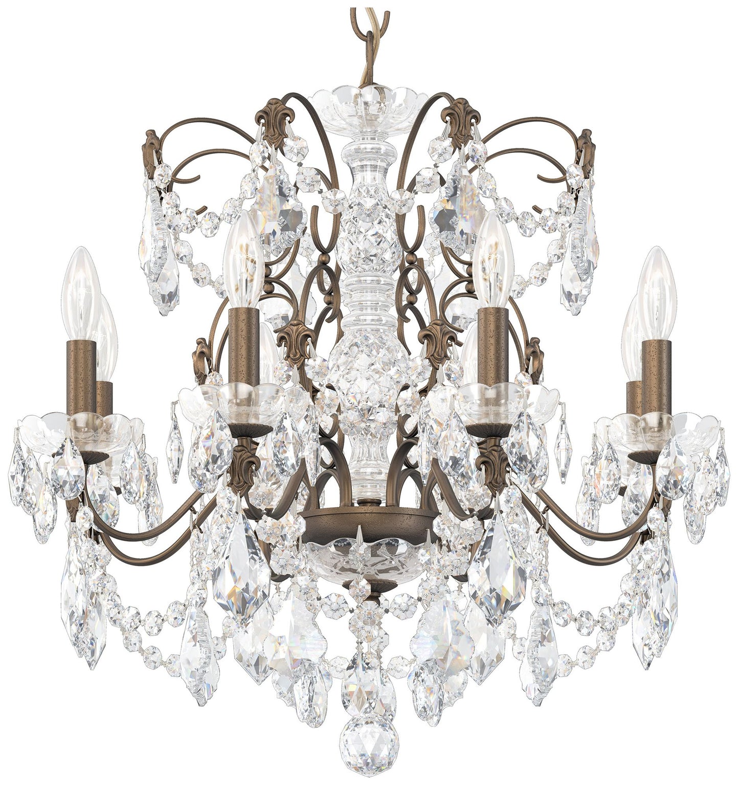 Century 21.5"H x 24"W 8-Light Crystal Chandelier in Etruscan Gold