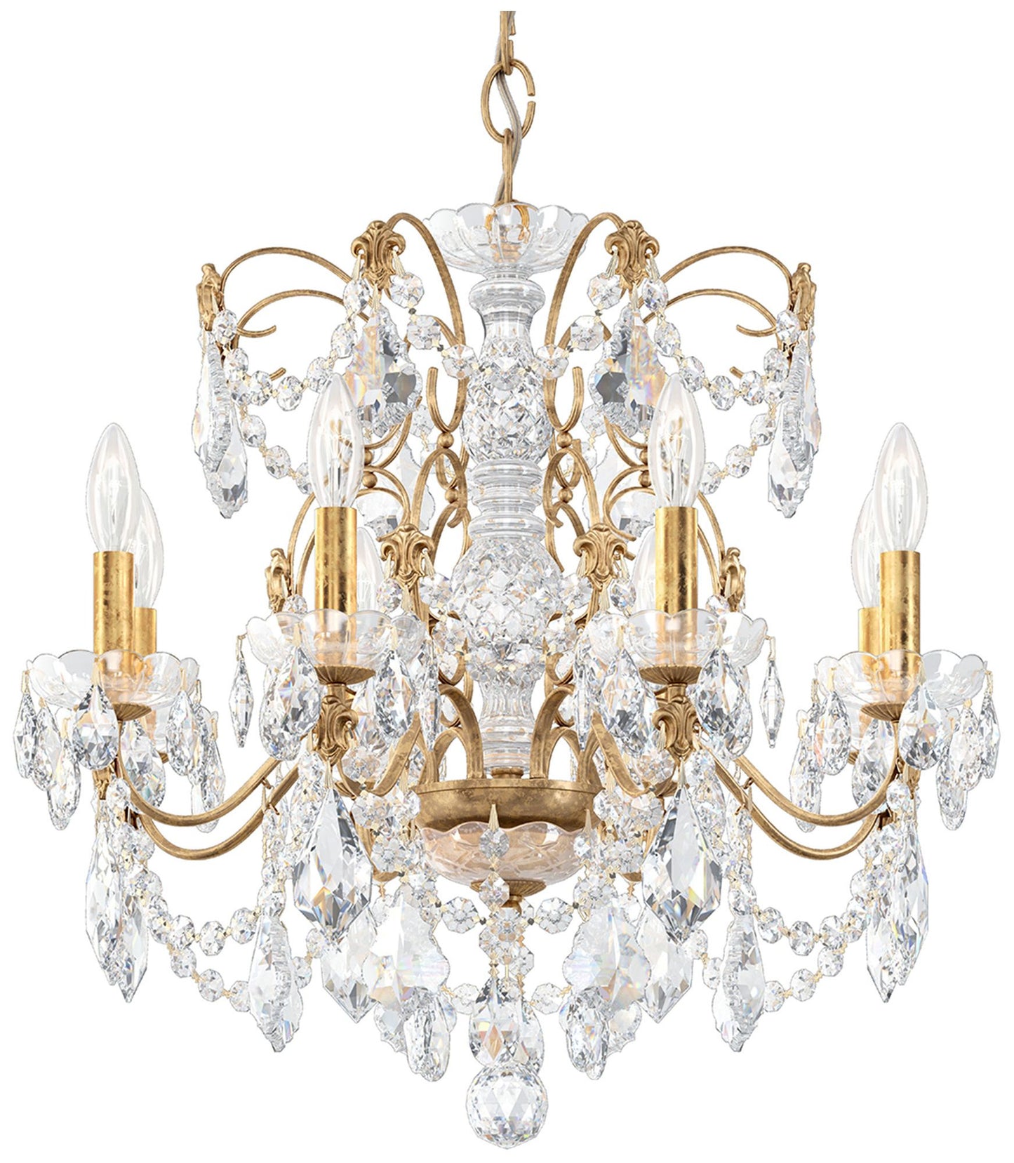 Century 21.5"H x 24"W 8-Light Crystal Chandelier in French Gold