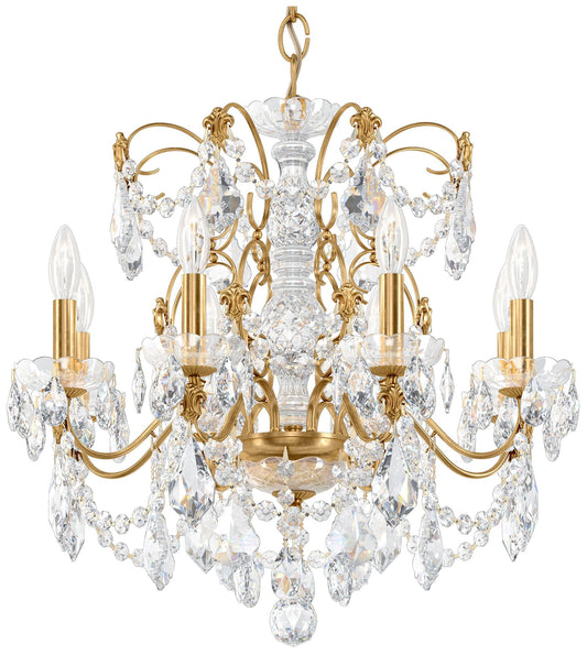 Century 21.5"H x 24"W 8-Light Crystal Chandelier in Heirloom Gold