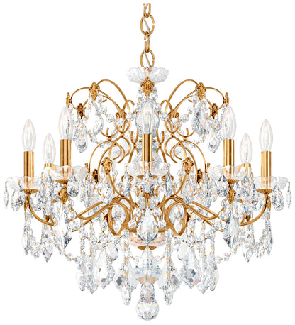 Century 22"H x 26"W 9-Light Crystal Chandelier in Heirloom Gold