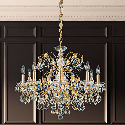 Century 22"H x 26"W 9-Light Crystal Chandelier in Heirloom Gold