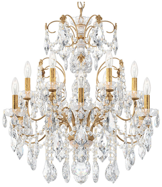 Century 29.5"H x 30"W 12-Light Crystal Chandelier in French Gold