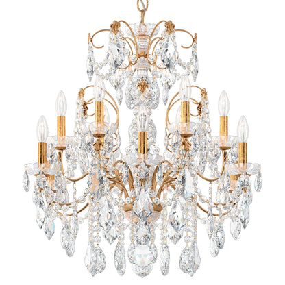 Century 29.5"H x 30"W 12-Light Crystal Chandelier in French Gold