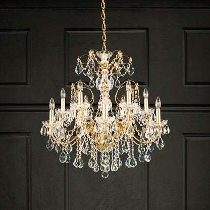 Century 29.5"H x 30"W 12-Light Crystal Chandelier in French Gold