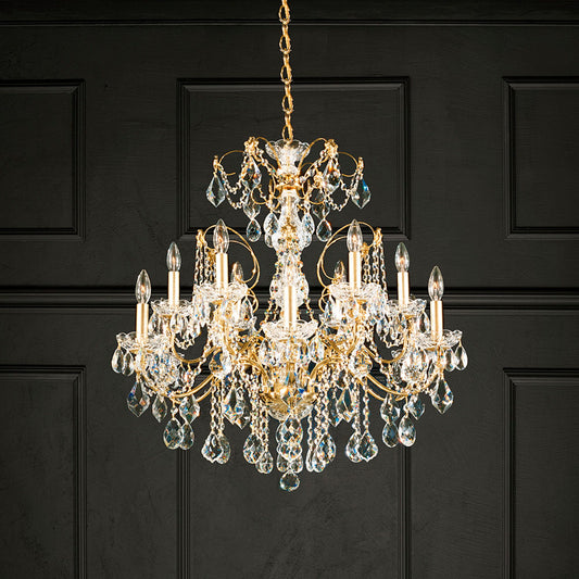 Century 29.5"H x 30"W 12-Light Crystal Chandelier in French Gold