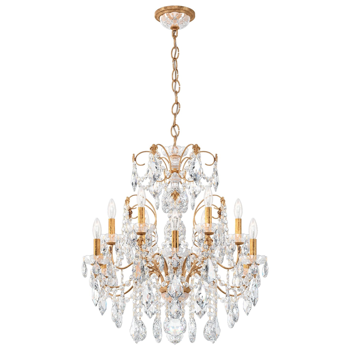 Century 29.5"H x 30"W 12-Light Crystal Chandelier in French Gold