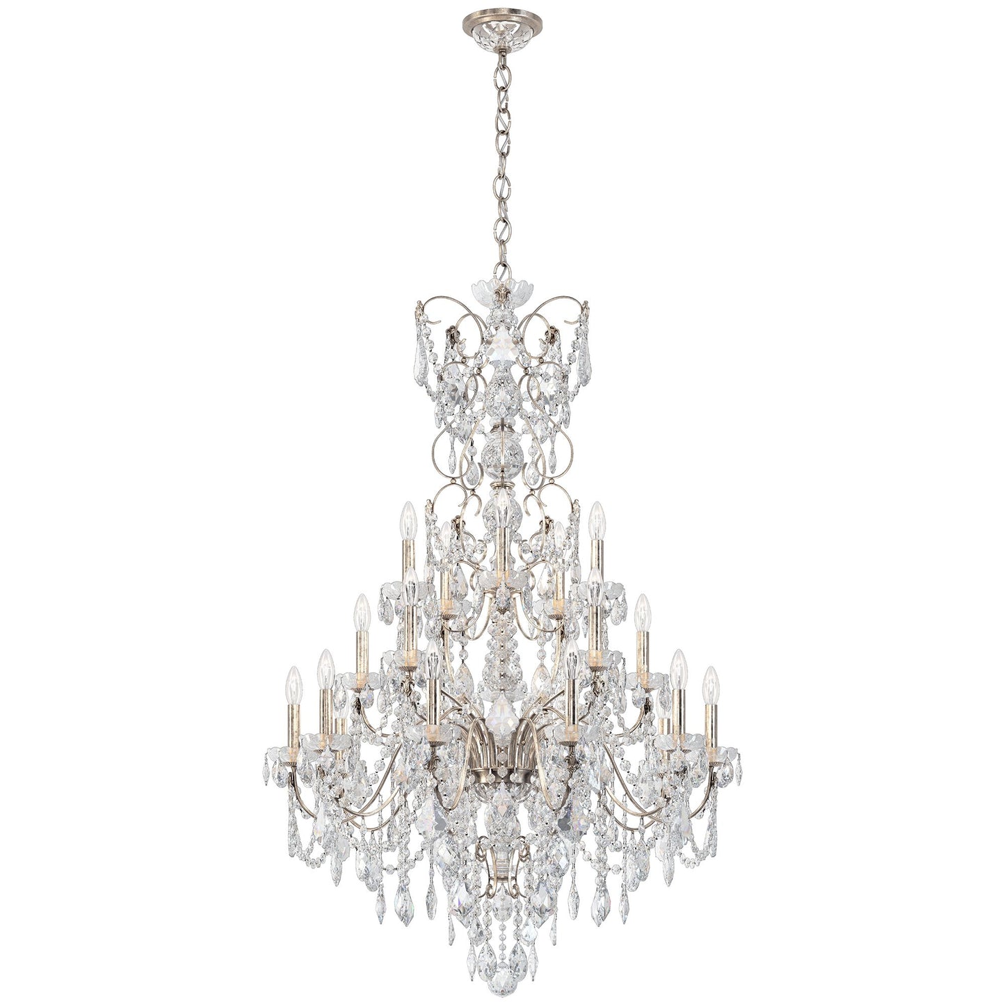 Century 54.5"H x 37"W 20-Light Crystal Chandelier in Antique Silv
