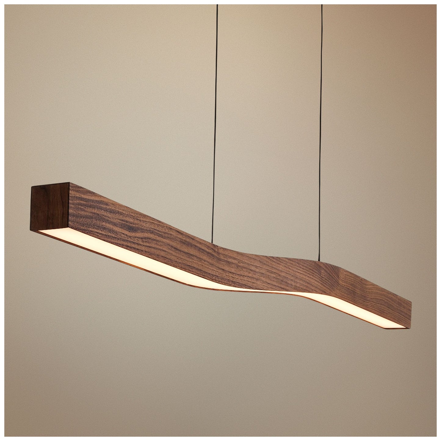 Cerno Camur 56" Wide Oiled Walnut LED Linear Kitchen Island Pendant