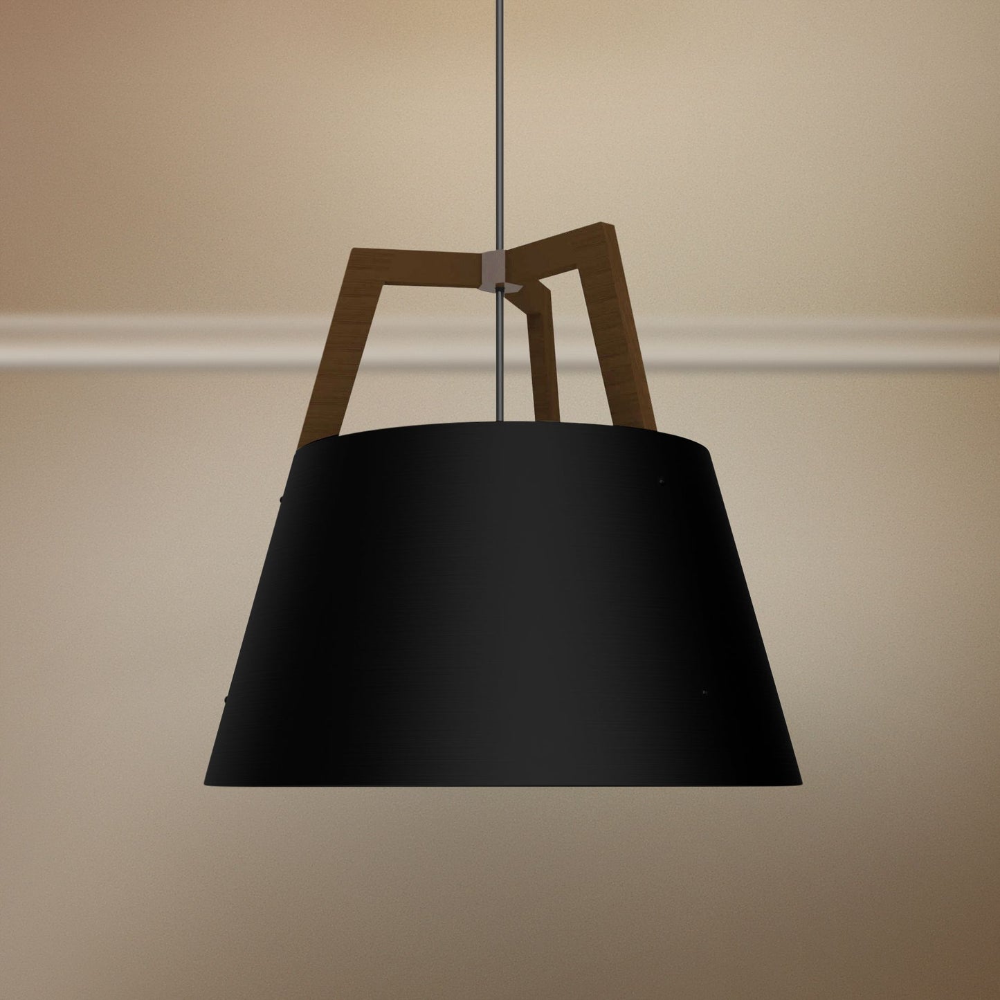 Cerno Imber 24"W Walnut with Matte Black LED Pendant Light