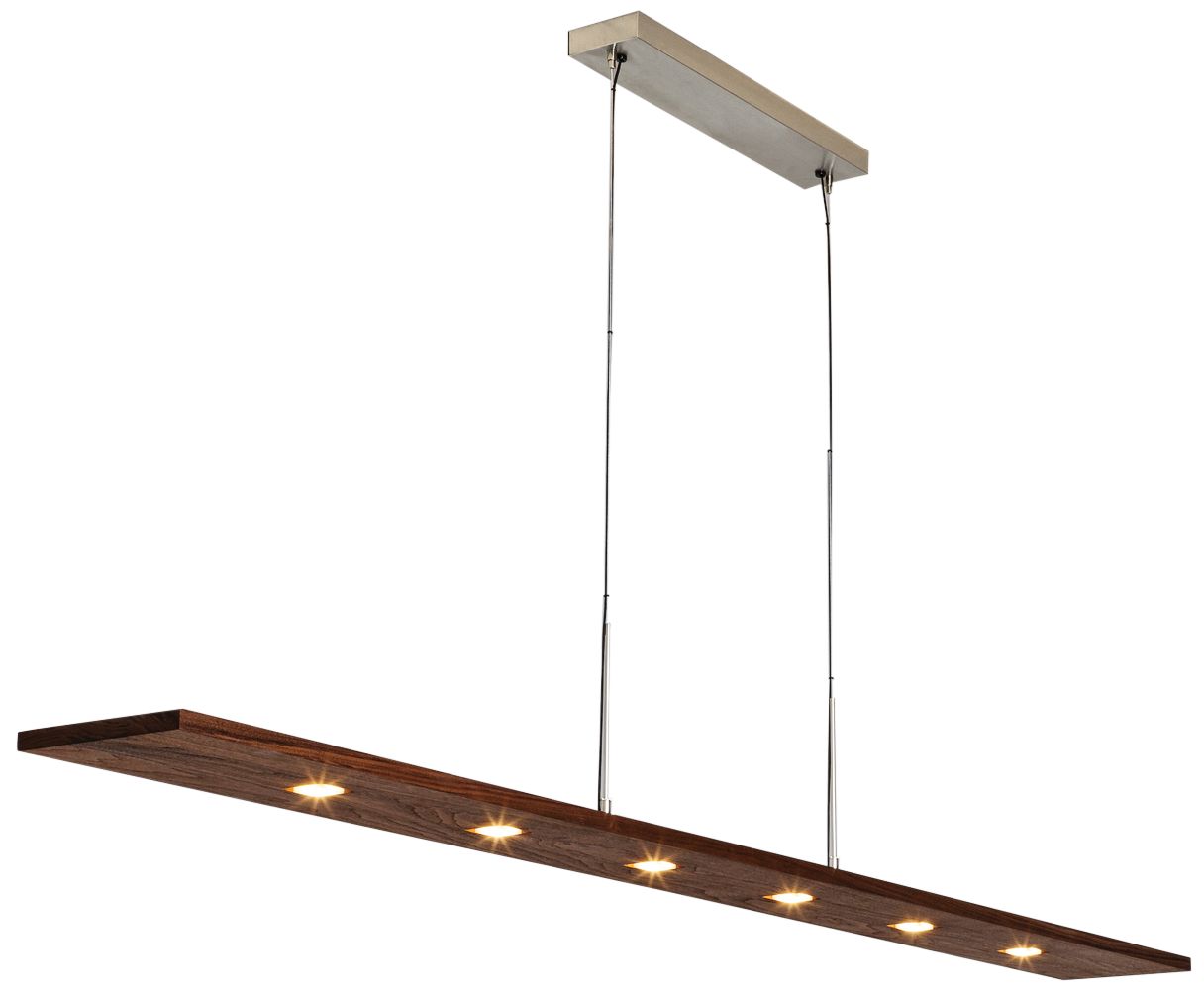 Cerno Vix 82 82" Wide Walnut Wood Kitchen Island Light Pendant