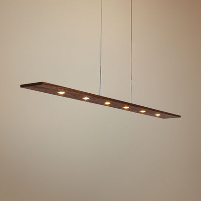 Cerno Vix 82 82" Wide Walnut Wood Kitchen Island Light Pendant