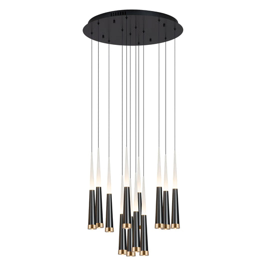 Comet 23.6" Satin Dark Gray/Brushed Champagne Chandelier