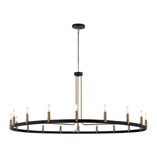 Clayton 60" Wide Brass Black 18-Light Ring-Round Chandelier